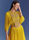 Yellow Floral Georgette Lehenga Set With Zardosi Croptop