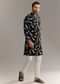Black Silk Kurta Set With Abstract Prints