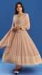 Peach Moti Beads Georgette Anarkali Set With Tassel Dupatta