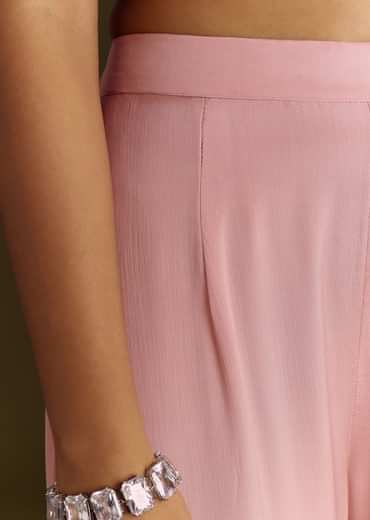 Light Pink Chinon Embroidered Kurta Sharara With Choker Dupatta