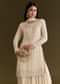Cream Kurta Palazzo Set With Cutdana And Sequins Work