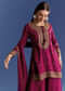 Wine Silk Kurta Set With Zari Palazzo And Butti Dupatta
