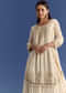 Cream Chinon Kurta Palazzo Set With Resham And Sequins Work