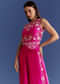 Pink Thread And Moti Work Jumpsuit With Waist Belt