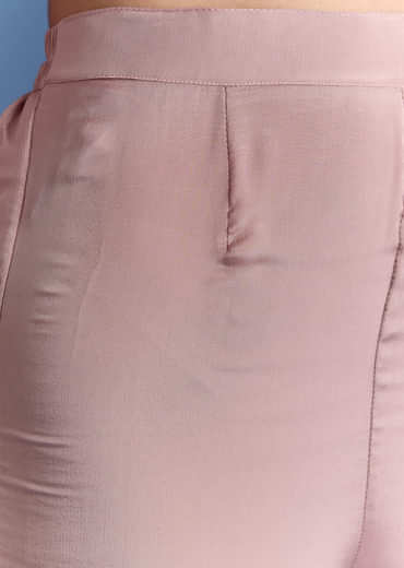 Lavender Chinon Kurta Set With Moti And Cutdana Dupatta