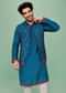 Blue Silk Cutdana Embroidered Kurta Jacket Set