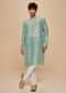 Green Tissue Kurta Set With Cutdana Yoke