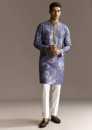 Purple Art Silk Kurta Set