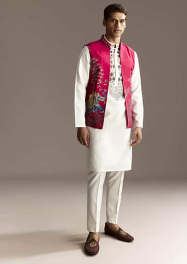 Red Cutwork Kurta Jacket Set