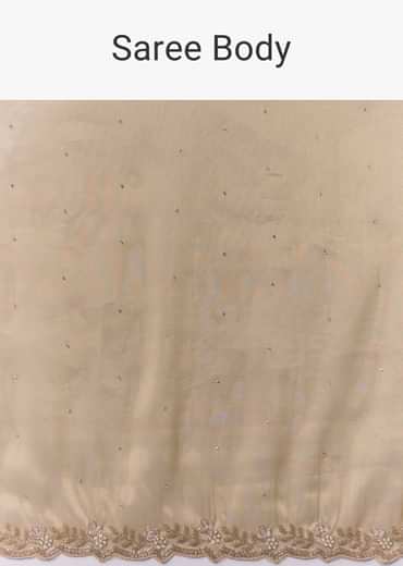 Beige Tissue Embellished Saree with Unstitched Blouse