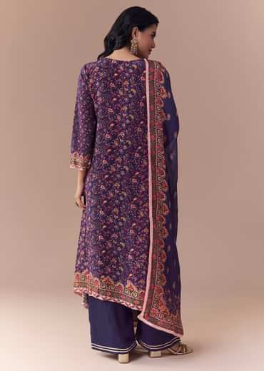 Purple Sequin Embellished Kurta Set