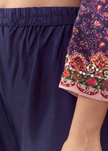 Purple Sequin Embellished Kurta Set