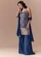 Blue Jacquard Woven Kurta Palazzo and Dupatta Set