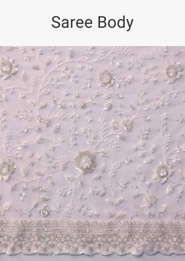 Pink Net Jaal Resham Saree with Unstitched Blouse