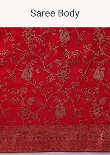 Red Dola Silk Zari Woven Saree with Unstitched Blouse