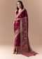 Wine Satin Woven Border Saree with Unstitched Blouse