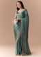 Mint Green Chinon Embroidered Saree with Unstitched Blouse