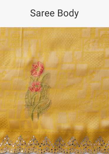 Yellow Jacquard Silk Woven Saree with Unstitched Blouse