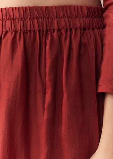 Maroon Linen Kurta Set with Handblock Ajrakh Dupatta