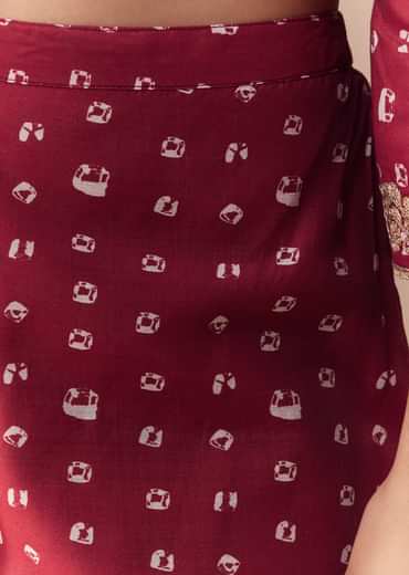 Maroon Bandhani Print Kurta Set
