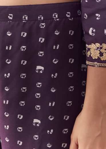 Purple Embellished Silk Bandhani Print Kurta Set