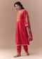 Red Silk Bandhani Print Kurta Set