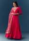 Hot Pink Thread Embroidered Anarkali with Dupatta