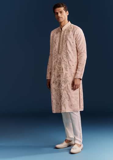 Silk Kurta Set With Resham Thread And Sequins
