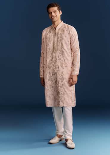 Silk Kurta Set With Resham Thread And Sequins