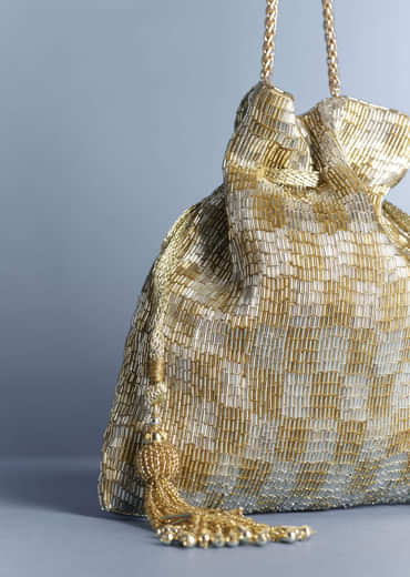 Silver-Gold Metallic Tassel Potli