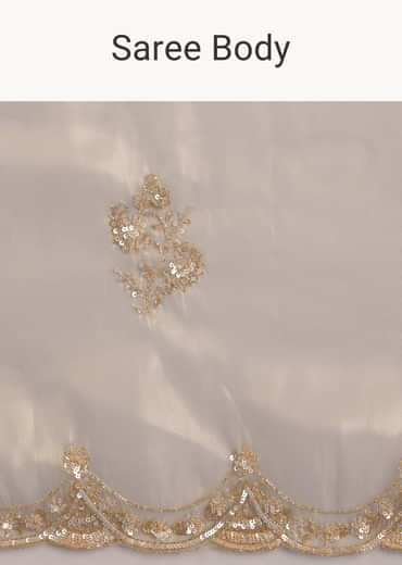 Silver Organza Tissue Saree With Sparkling Border