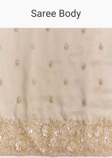 Silver Tissue Saree Embellished With Beads And Sequins
