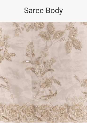 Silver Tissue Saree With Heavily Embroidered Border Work