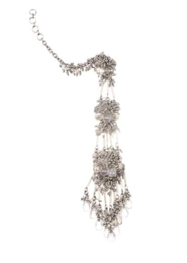 Silver And White Handcrafted Dangler Earrings In Mix Metal