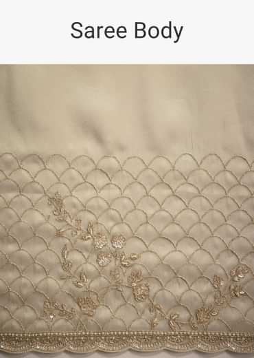 Silver Beige Tissue Sequins Saree With Cutdana Detailing