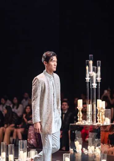 Silver Indo Fusion Jacket And Kurta Set