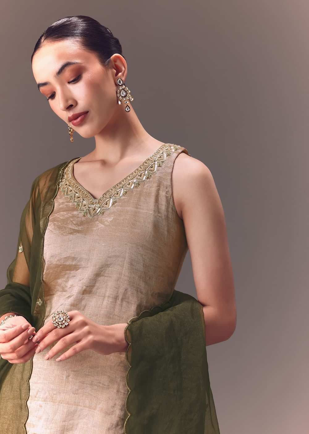 Silver Kurta With Embroidered Velvet Sharara Pants And Organza Dupatta