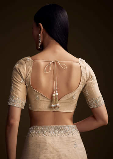 Silver Tissue Saree With Sequin And Stone Embroidery