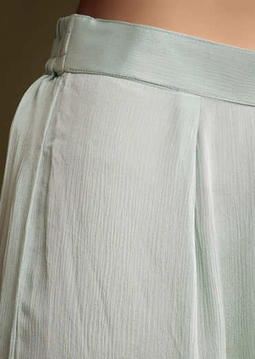 Sky Blue Chinon Sharara Suit With Sequins And Moti