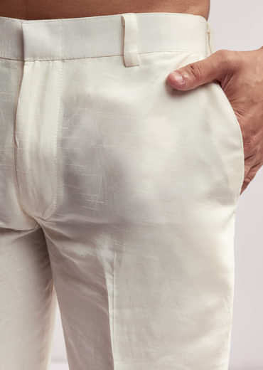 Sky Blue Silk Kurta Jacket Set For Men With Hand Embroidery