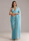 Sky Blue Tissue Saree With Scallop Border Embroidery
