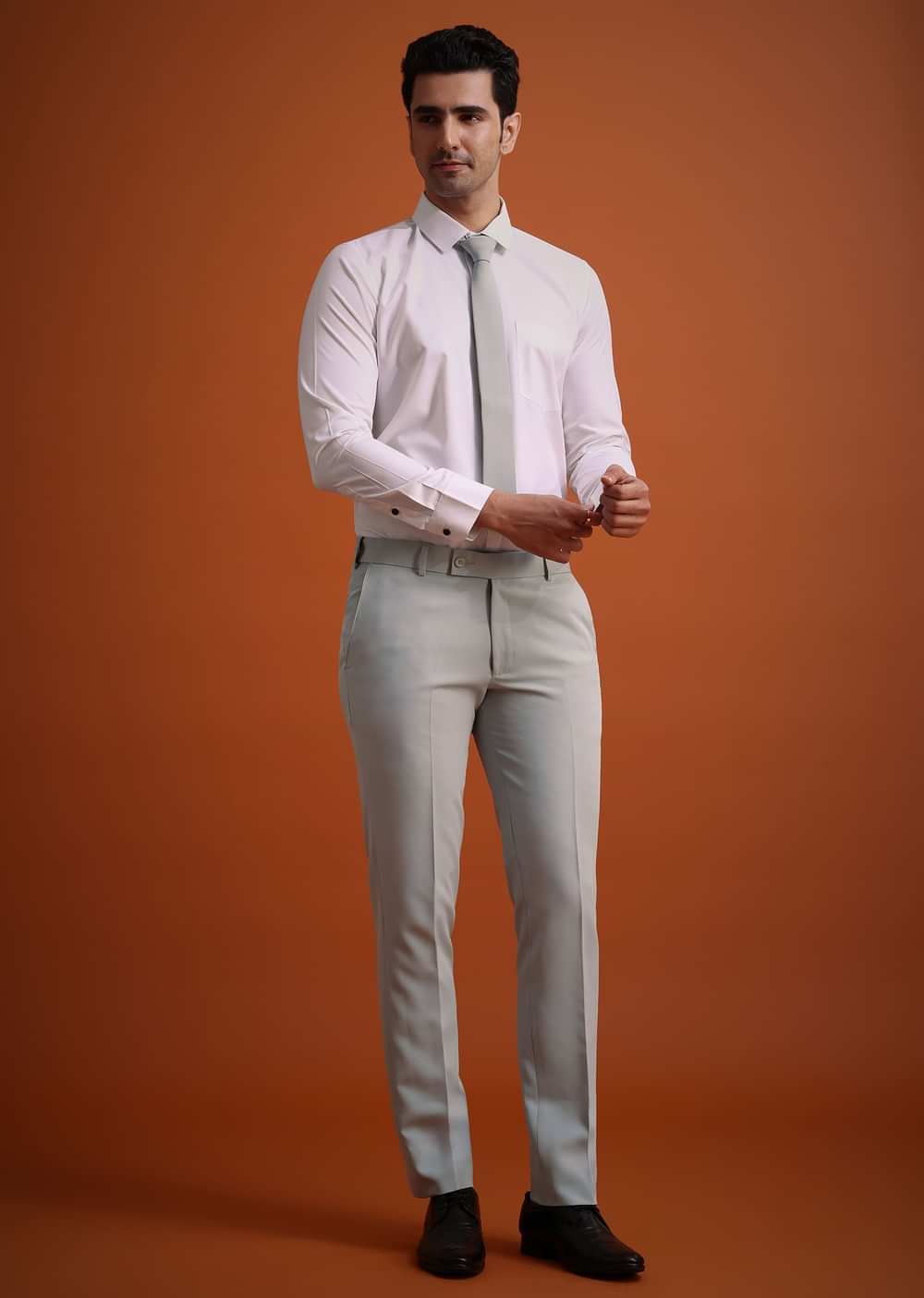 Sky Blue Cutdana Work Polyester Tuxedo And Pant Set