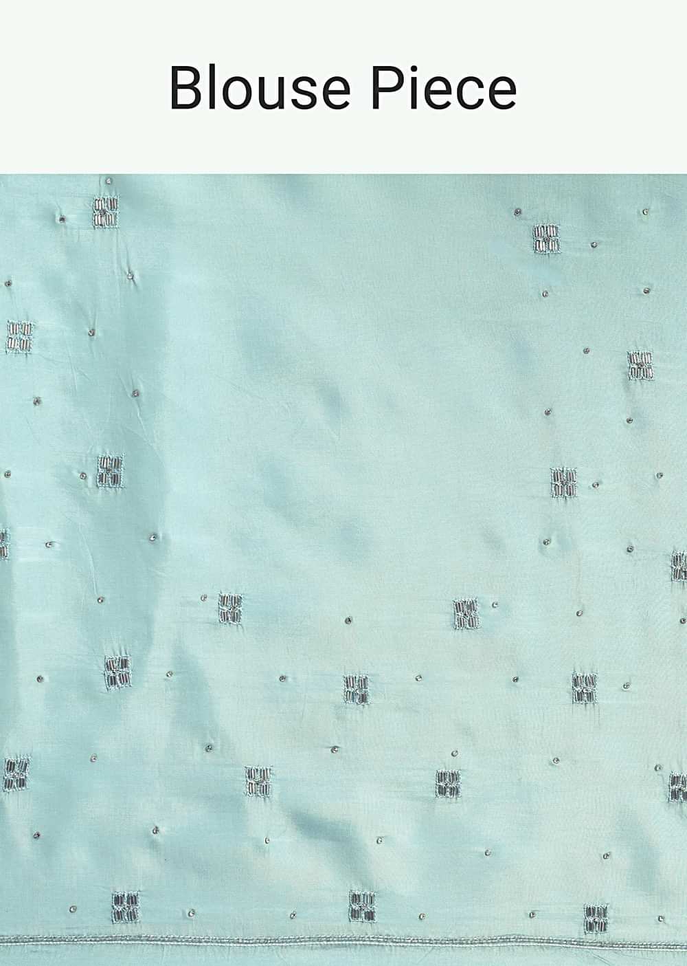 Sky Blue Saree With Cutdana Border And Unstitched Blouse