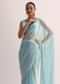 Sky Blue Saree With Cutdana Border And Unstitched Blouse