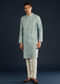 Sky Blue Silk Kurta Set with Floral Motifs