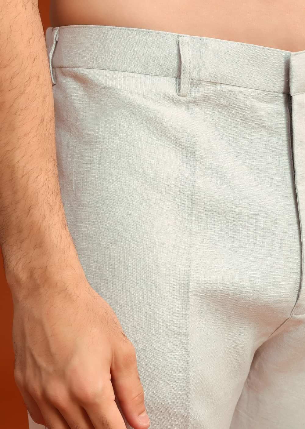 Sky Blue Zardosi Embroidered Jacket Kurta Set In Linen