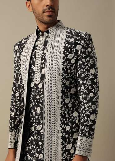 Sophisticated Black Sherwani Set For Men