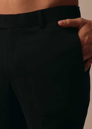 Sophisticated Black Textured Fabric Jodhpuri Suit