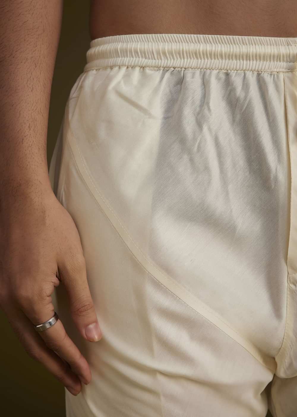 Fawn Silk Sherwani Set With Zardosi Detailing