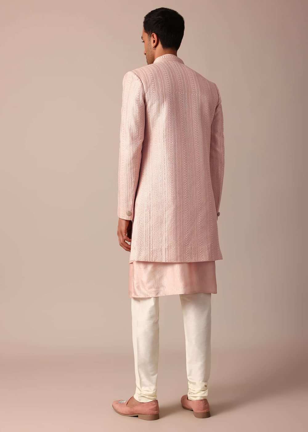 Stunning Peach Silk Sherwani For Men